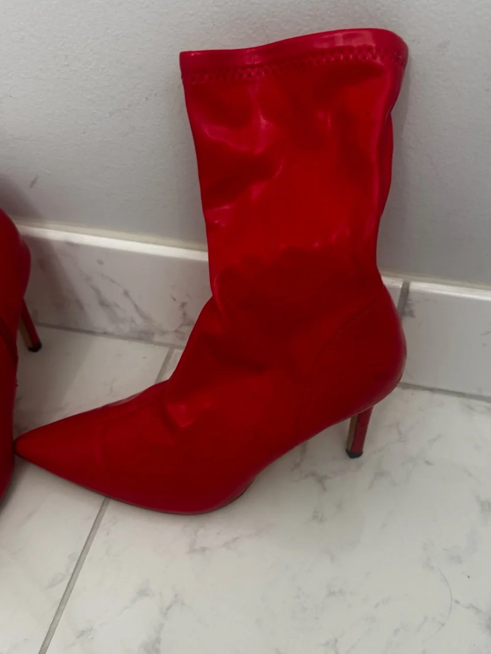 Women’s Red Pointed-Toe Stiletto Ankle Boots